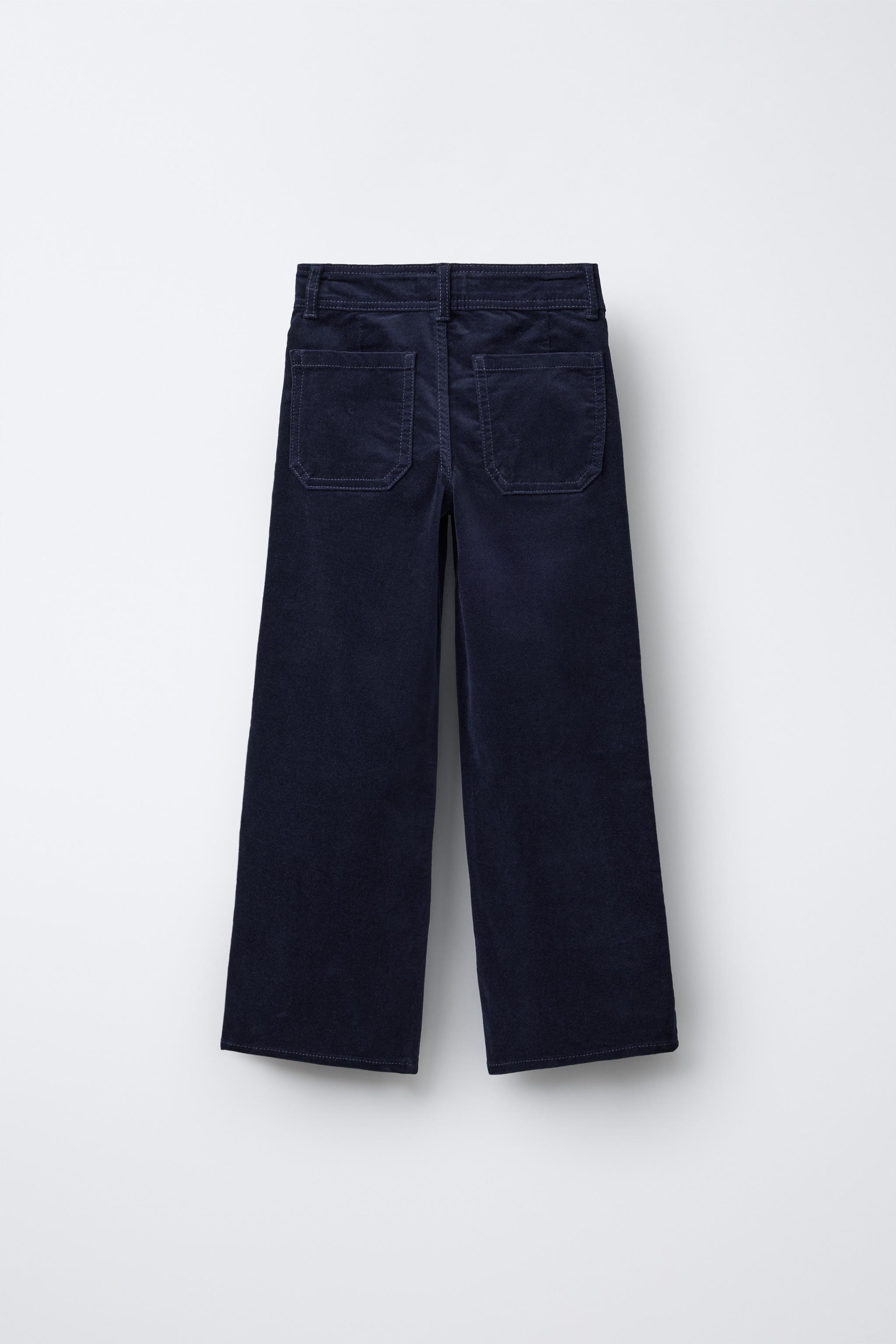 PANTALON EN VELOURS À FLEURS BRODÉES